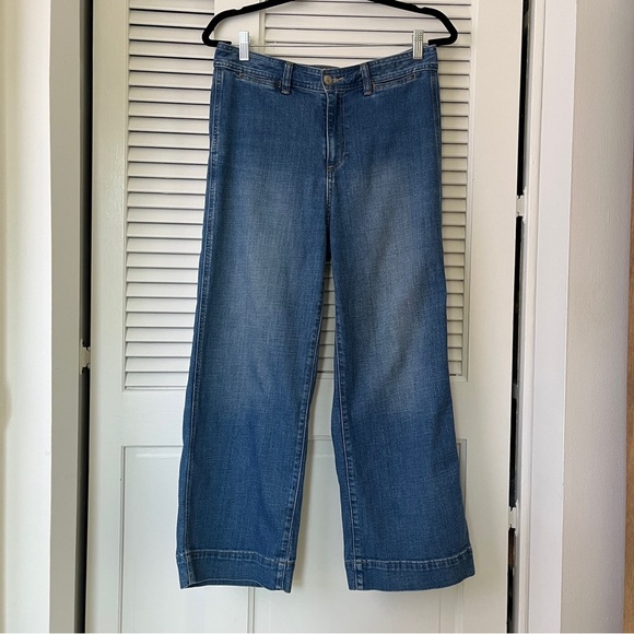 GAP High Rise Wide Leg Crop Jean | Medium Blue | 8/29 Regular - Picture 1 of 9